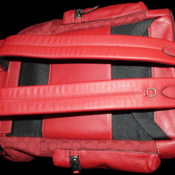 Red Coach Sprint Backpack (style CE523) signature jacquard - Picture 3 of 7